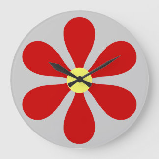 Flower Power - red Large Clock
