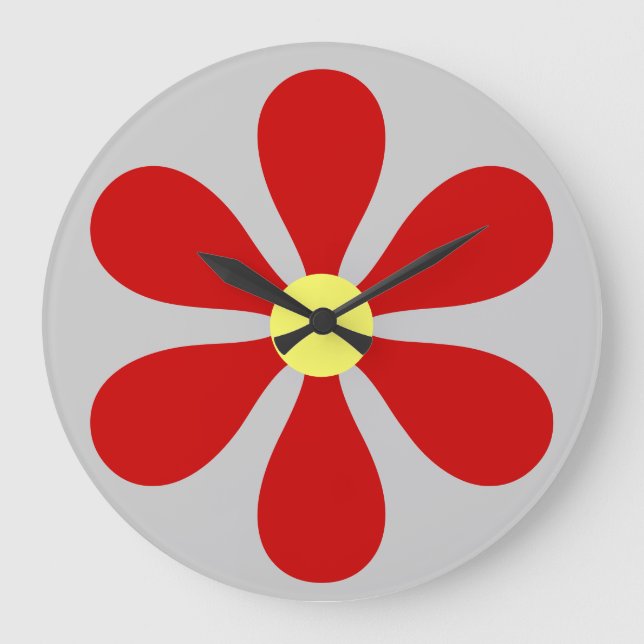 Flower Power - red Large Clock (Front)