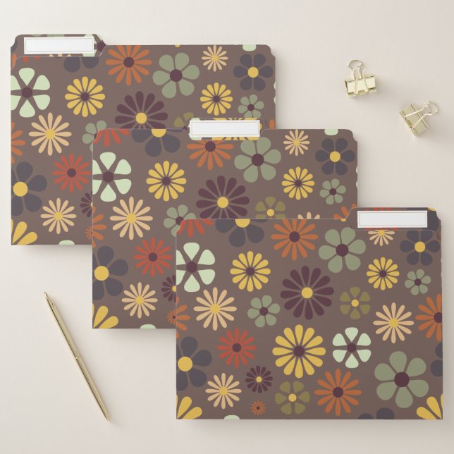 Flower Power Retro Hippy Flowers File Folder (Set)