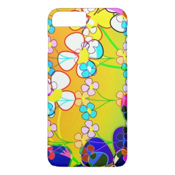 Flower Power Retro Pansies Iphone 8 Plus/7 Plus Case by StuffOrSomething at Zazzle