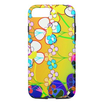 Flower Power Retro Pansies Iphone 8/7 Case by StuffOrSomething at Zazzle
