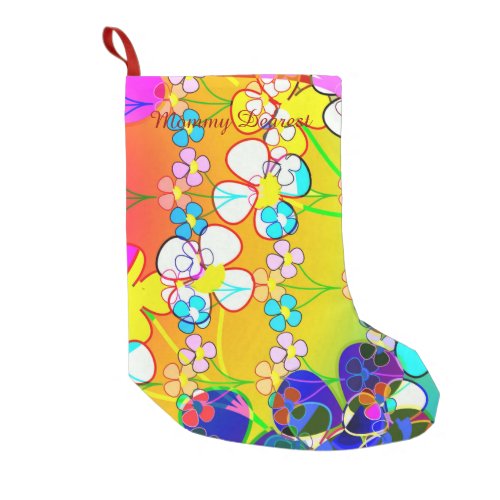 Flower Power Retro Pansies Small Christmas Stocking