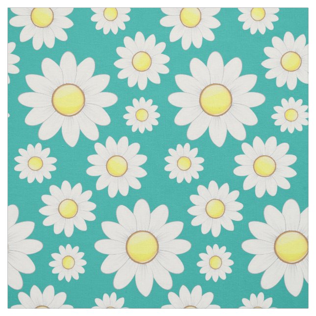 Flower Power Scattered Daisies Fabric (Swatch)