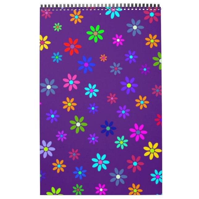 Flower Power Shower - colored pattern 1 Calendar (Cover)
