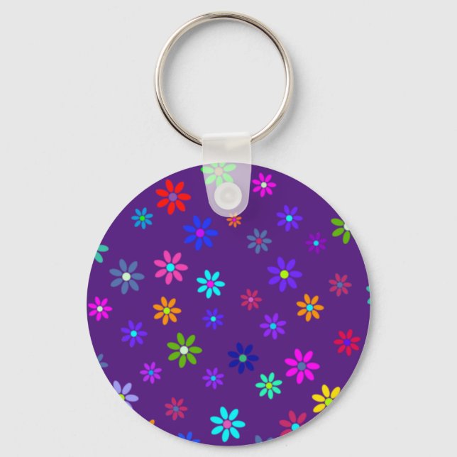 Flower Power Shower - colored pattern 1 Keychain (Front)
