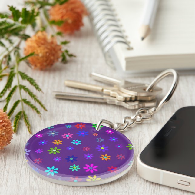 Flower Power Shower - colored pattern 1 Keychain (Front Right)