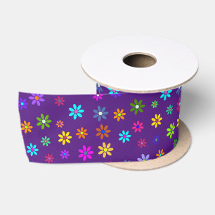 Flower Power Shower - colored pattern 1 Satin Ribbon