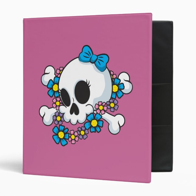 Flower Power Skull 3 Ring Binder (Front/Inside)