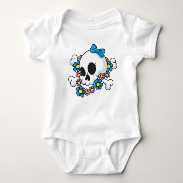 Flower Power Skull Baby Bodysuit (Front)
