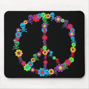 Flower Power Skully Peace Mouse Pad