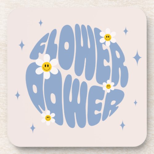 Flower Power Slogan Beverage Coaster