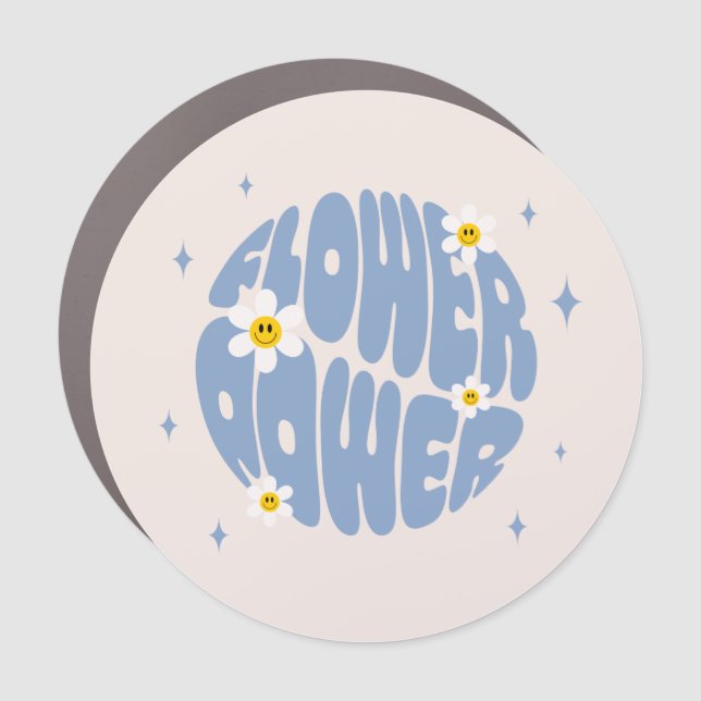 Flower Power Slogan Car Magnet (Front)