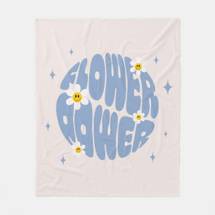 Flower Power Slogan Fleece Blanket