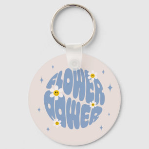 Flower Power Slogan Keychain