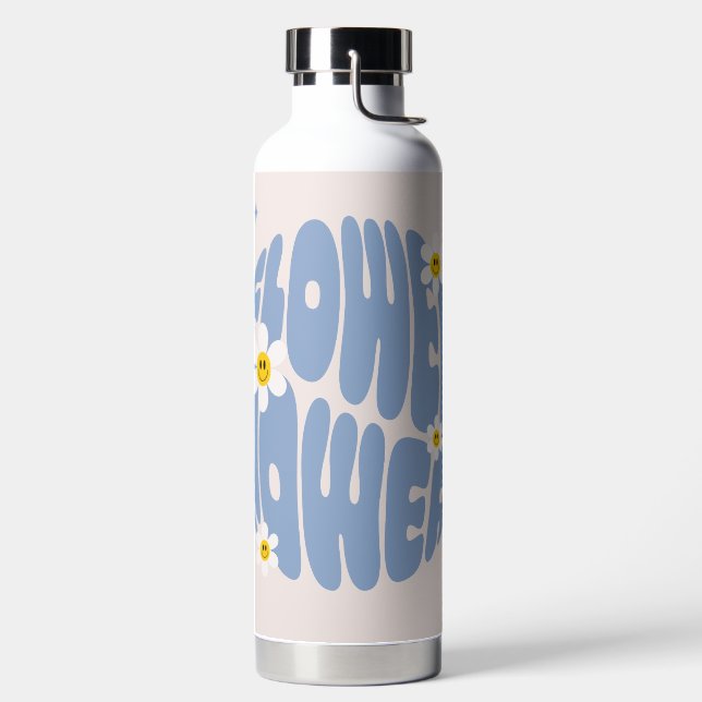 Flower Power Slogan Water Bottle (Left)
