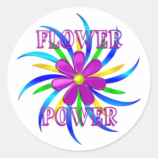 Flower Power Spiral Classic Round Sticker (Front)