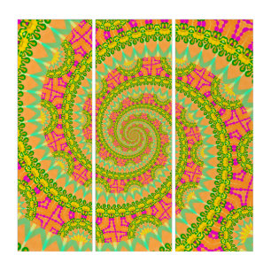 Flower Power Spiral SUNNY Triptych