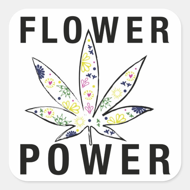 Flower Power Square Sticker (Front)