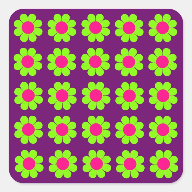 Flower Power Square Sticker (Front)
