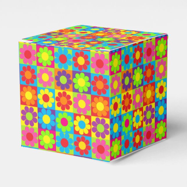 Flower Power Squares Favor Boxes (Front Side)