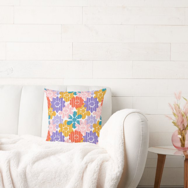 Flower Power  Throw Pillow (Couch)