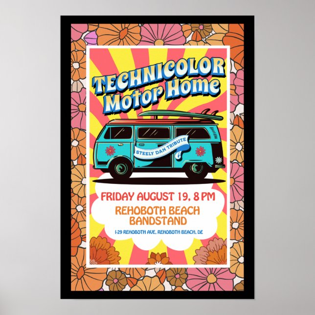Flower Power TMH Beach Van Poster (Front)