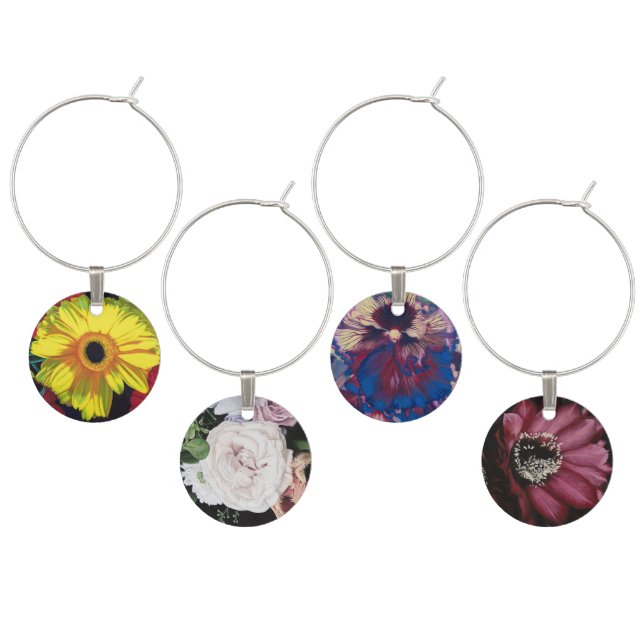 "Flower Power" Wine charms (Staggered)