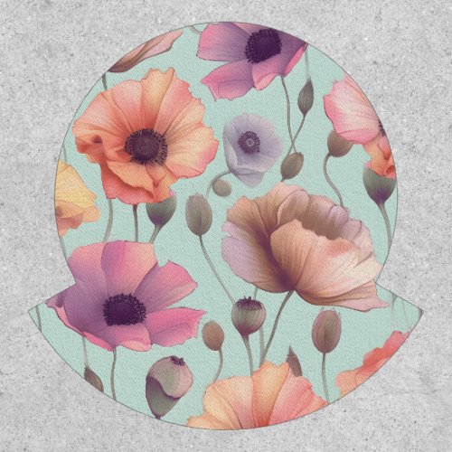 Flower power with pastel poppy patterns patch