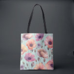 Flower power with pastel poppy patterns tote bag<br><div class="desc">The poppy flowers in the pattern are designed with precision, and their delicate petals and centers create a sense of depth and texture. The pastel colors used in the design give it a sense of warmth and tranquility, making it a perfect addition to any space that needs a touch of...</div>
