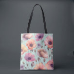 Flower power with pastel poppy patterns tote bag<br><div class="desc">The poppy flowers in the pattern are designed with precision, and their delicate petals and centers create a sense of depth and texture. The pastel colors used in the design give it a sense of warmth and tranquility, making it a perfect addition to any space that needs a touch of...</div>