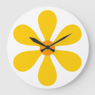 Flower Power - yellow Large Clock