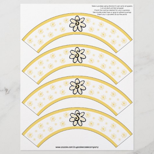 Flower Power Yellow Number or Initial Cake Cosies (Front)