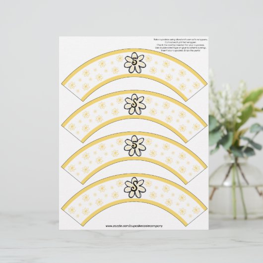 Flower Power Yellow Number or Initial Cake Cosies (Standing Front)