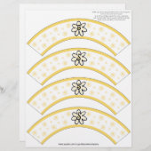 Flower Power Yellow Number or Initial Cake Cosies (Front/Back)