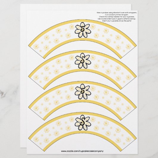 Flower Power Yellow Number or Initial Cake Cosies (Front/Back)