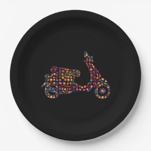 Flower Powered Motor-Scooter Motorcycle Paper Plates