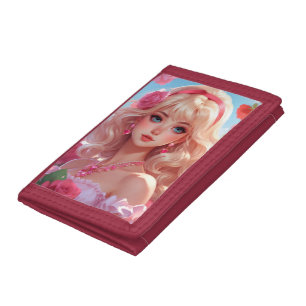 Flower princess tri-fold wallet