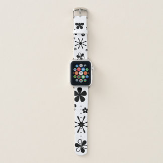 Flower Print Black and White Apple Watch Band