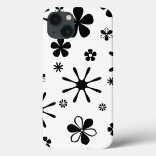 Flower Print Black and White Speck iPhone Case