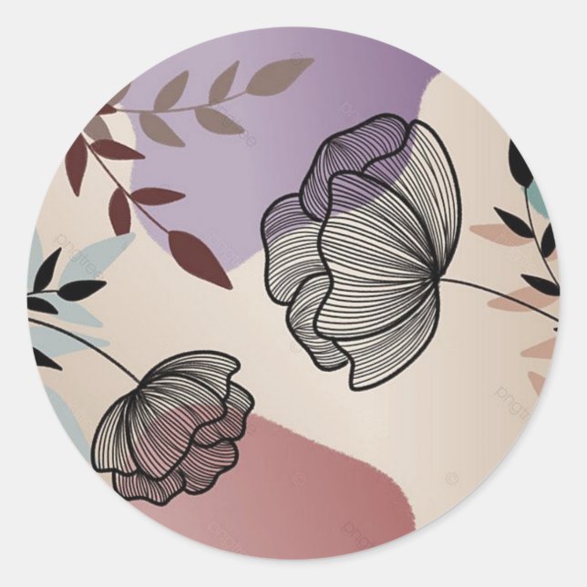 flower print classic round sticker (Front)