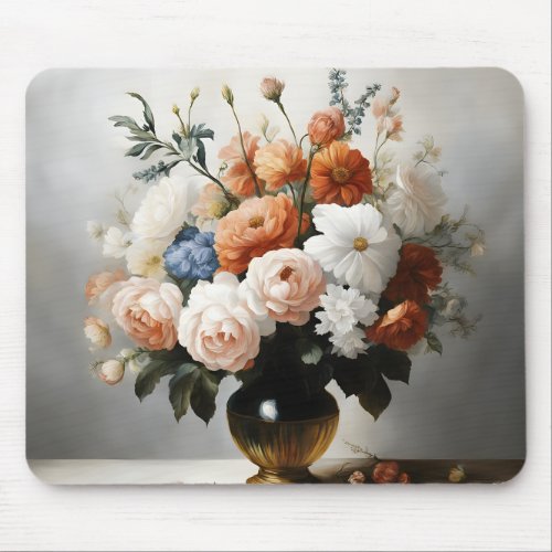 Flower print in neoclassical art mouse pad