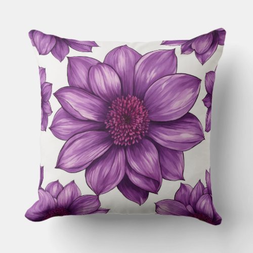 Flower print on white Throw Pillow