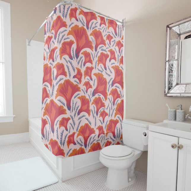 Flower Print Shower Curtain (In Situ)