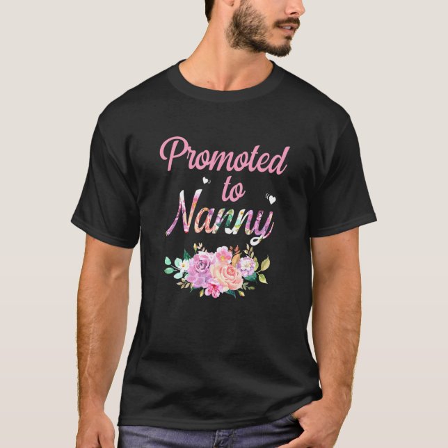 Flower Promoted To Nanny Est 2022 T-Shirt (Front)