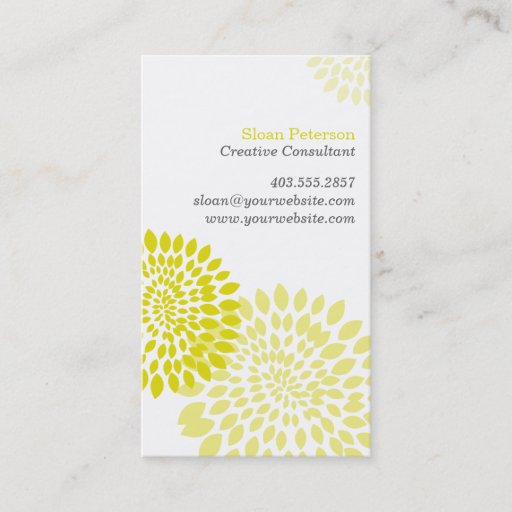 Customizable Flower Puff Green Business Card