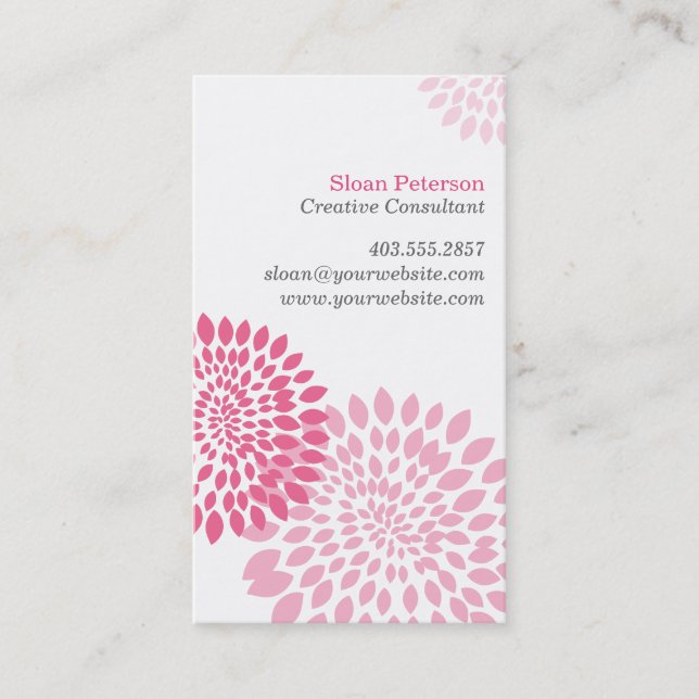 Flower Puff Pink Business Card (Front)