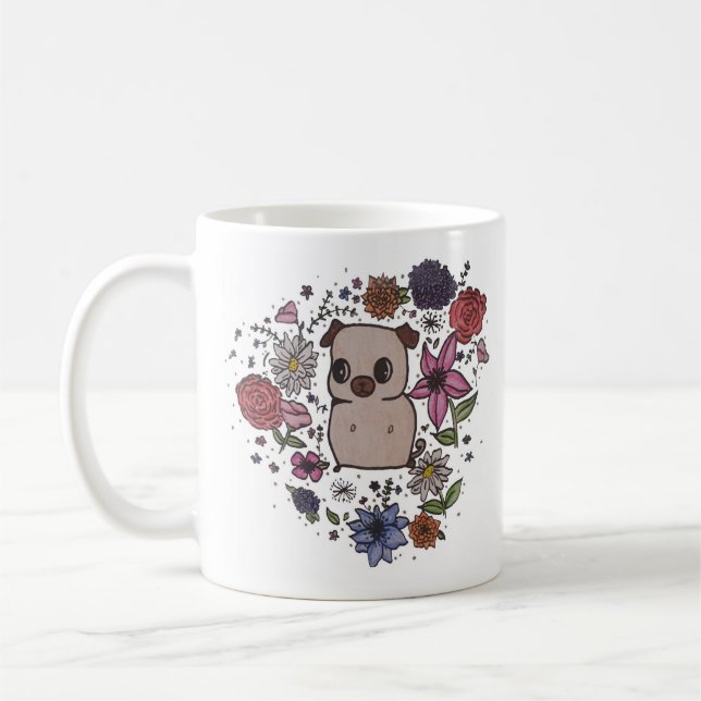 Flower Pug Mug (Left)