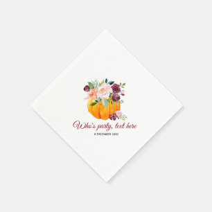 flower, pumpkin , fall Cocktail Paper Napkins