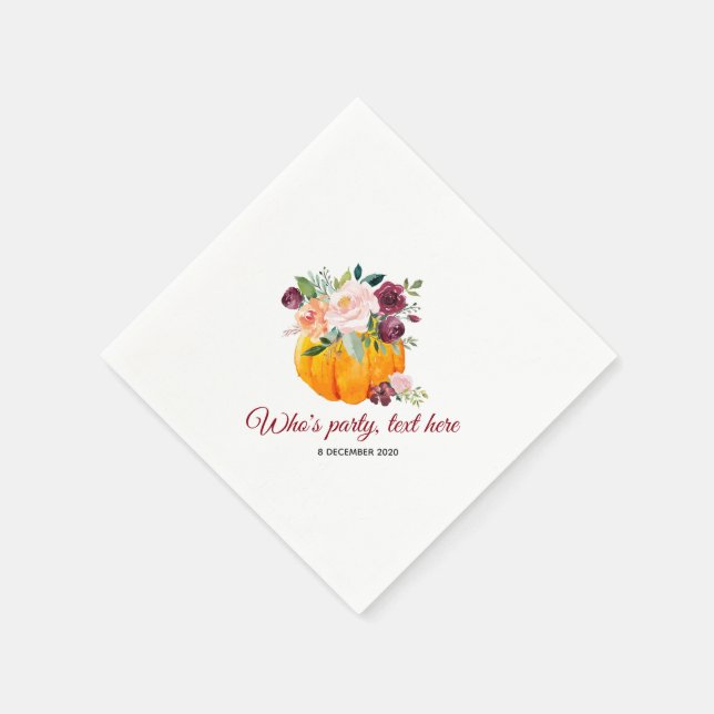 flower, pumpkin , fall Cocktail Paper Napkins (Corner)