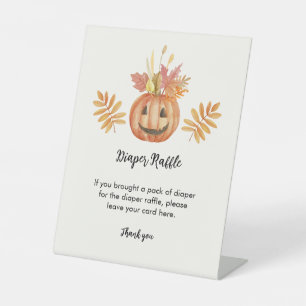 Flower Pumpkin Halloween Fall Diaper Raffle Pedestal Sign